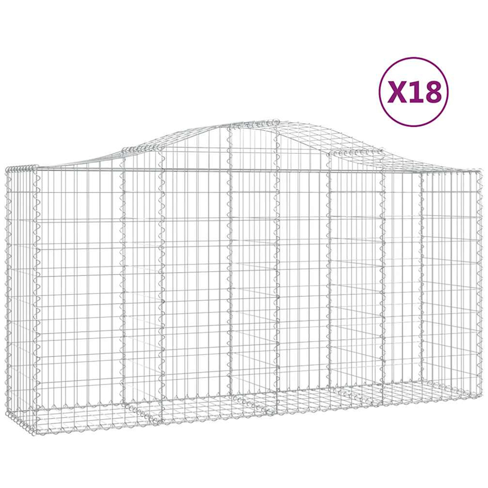 vidaXL Silver Galvanised Iron Arched Gabion Basket 200 x 50 x 100/120cm 18 Pack Image 4