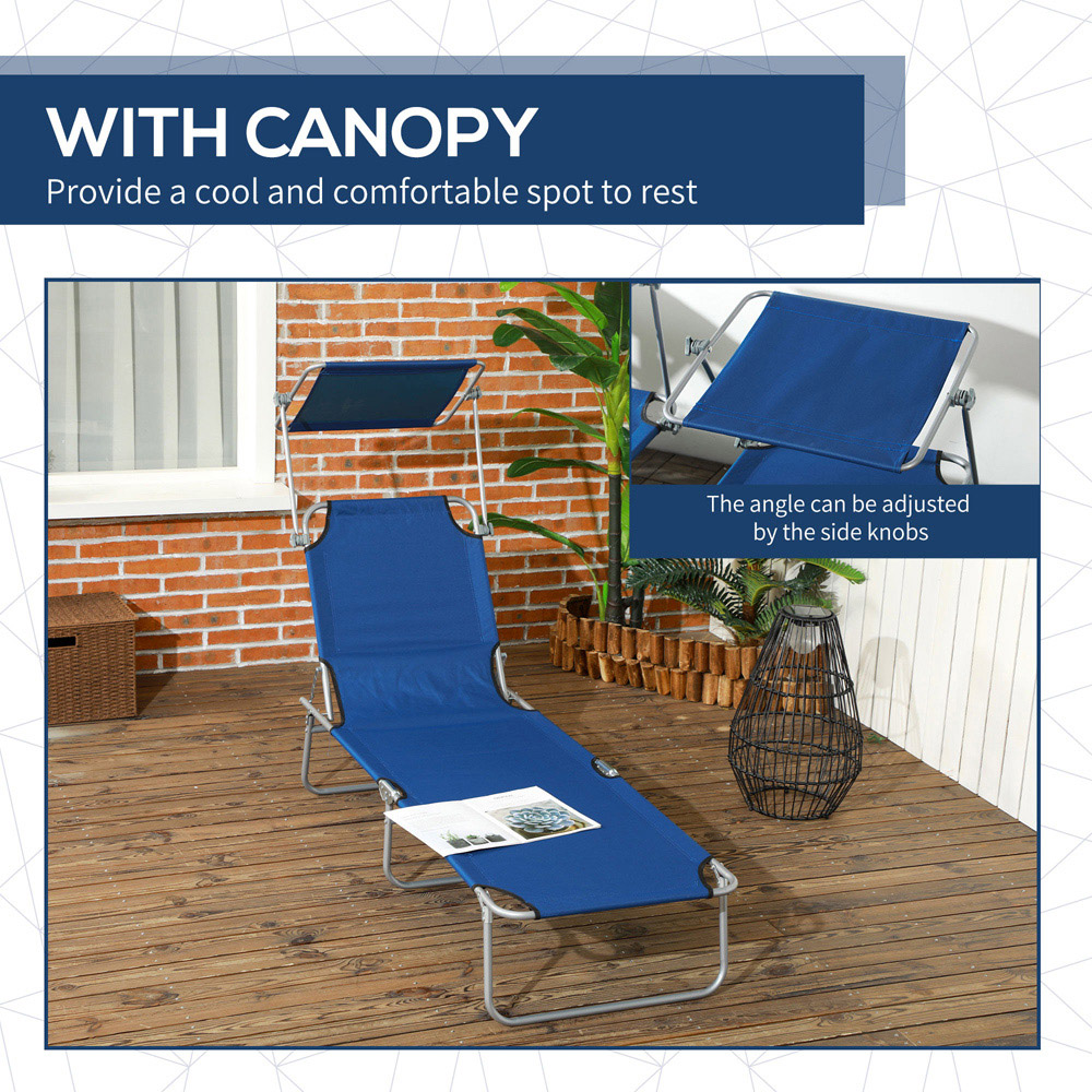 Outsunny Set of 2 Blue Adjustable Folding Sun Lounger Image 6