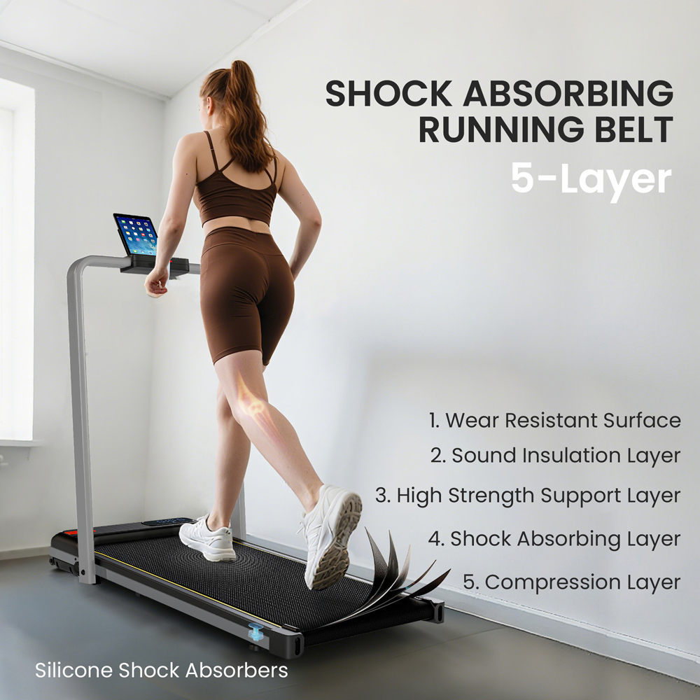 SPORTNOW Silver Tone Foldable Treadmill with Incline Image 6