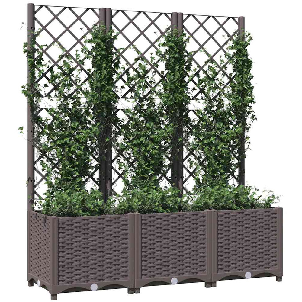 vidaXL Brown Polypropylene Garden Planter with Trellis 120 x 40 x 136cm Image 2