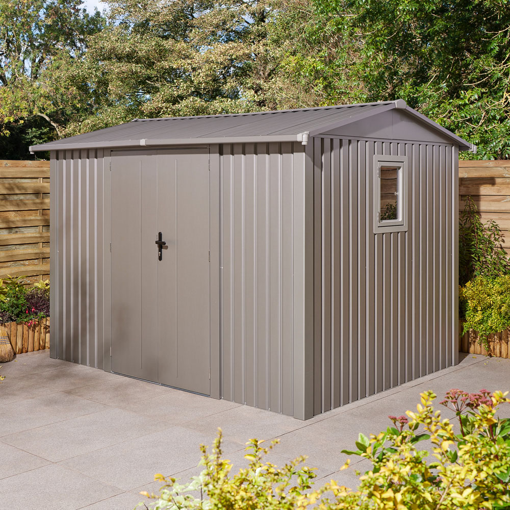 Rowlinson 10 x 8ft Grey Brentvale Premium Apex Metal Garden Shed Image 2