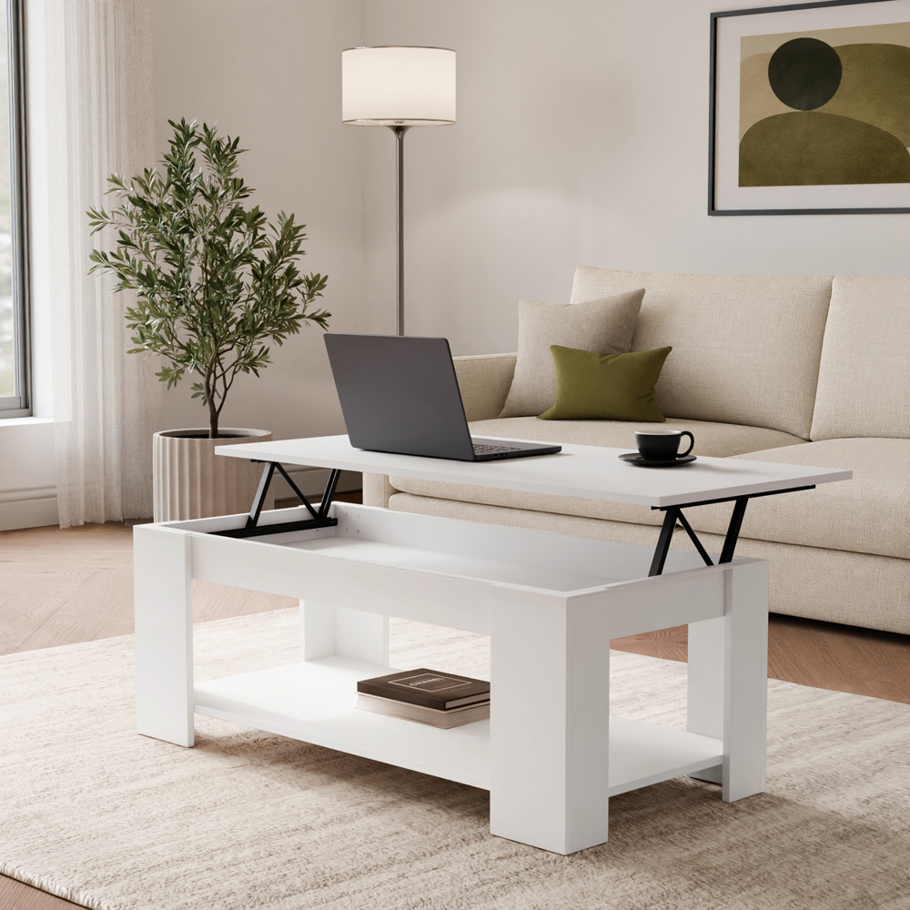 GFW White Lift Up Coffee Table Image 3