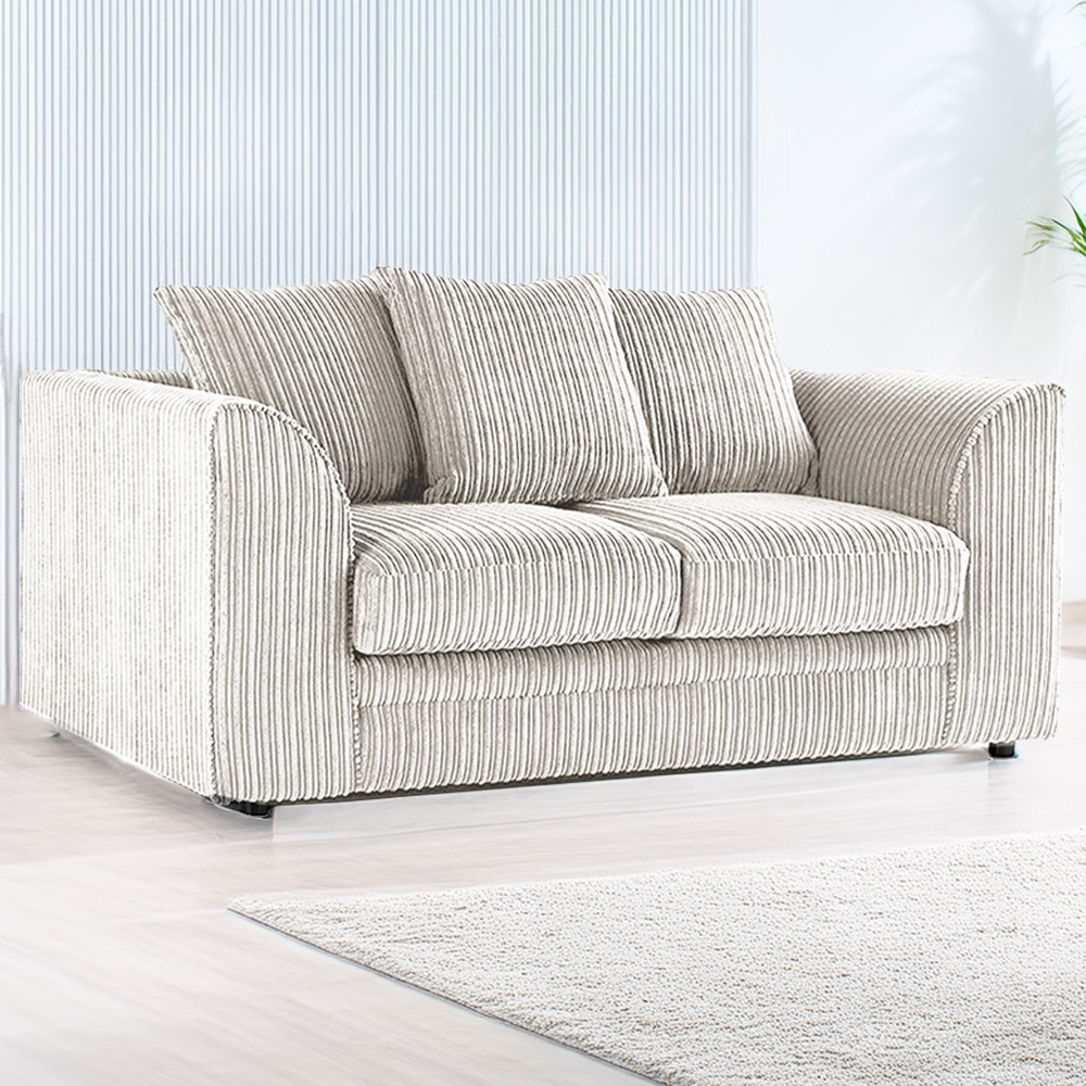 Luxor 2 Seater Silver Jumbo Cord Scatter Back Sofa Image 1