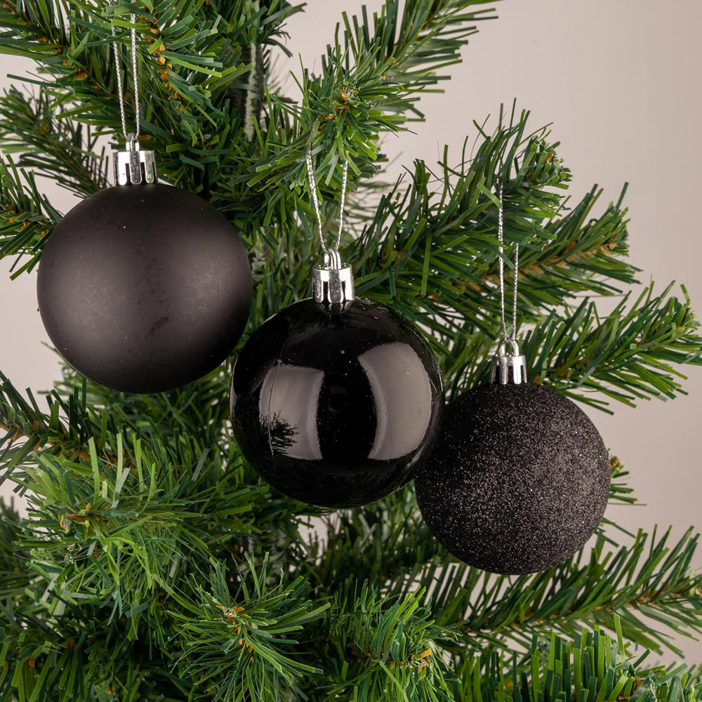 Shatchi 6cm Black Shatterproof Bauble 6 Pack Image 3