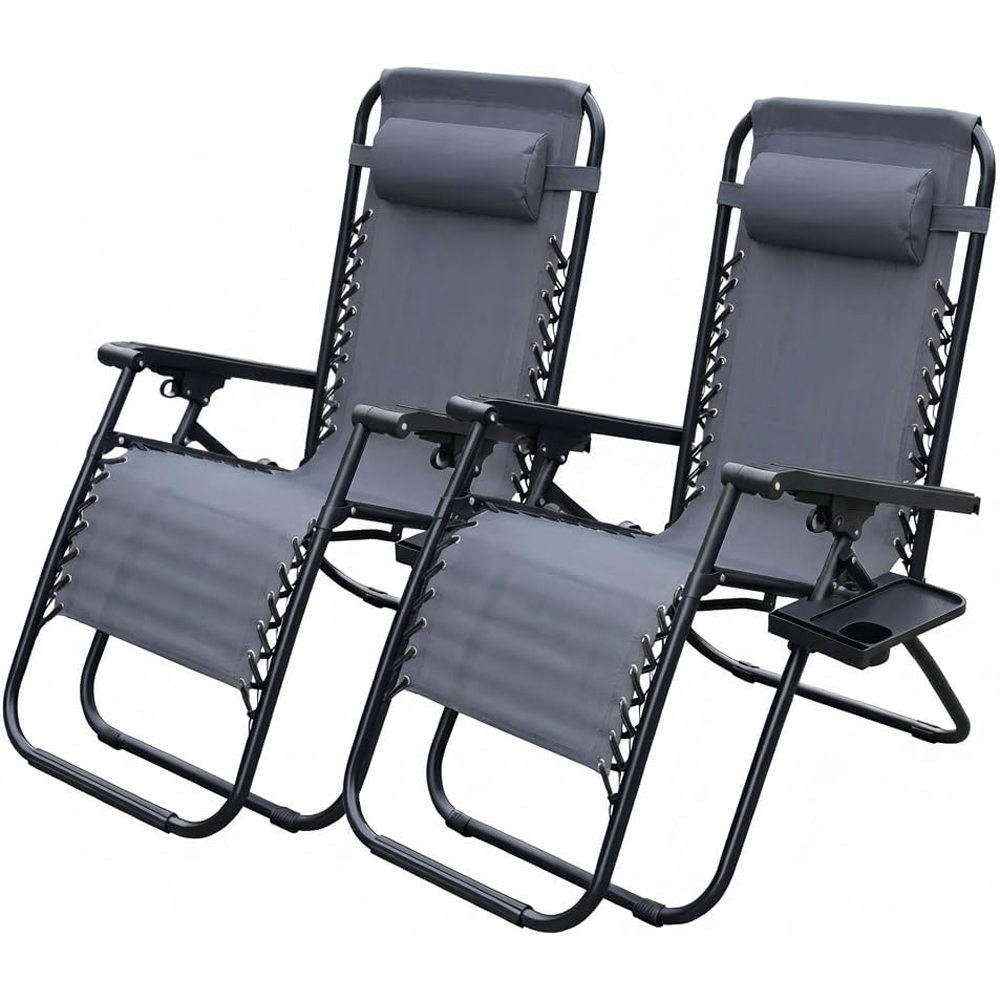Alivio 2 Pack Dark Grey Zero Gravity Reclining Sun Loungers Image 2