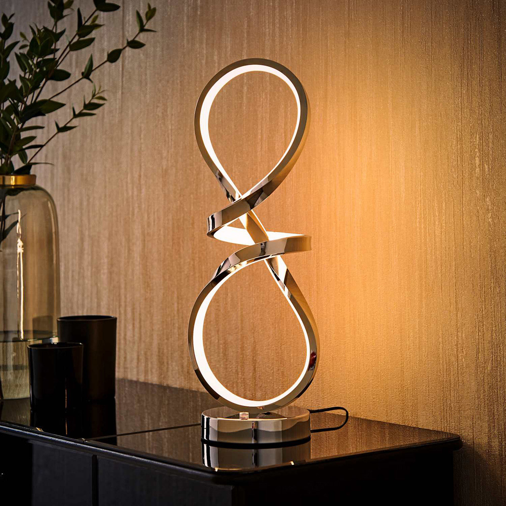 ValueLights Infinity Chrome Swirl Integrated LED Table Lamp Image 2