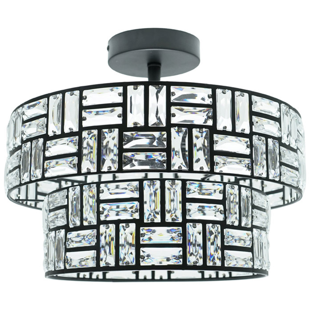 ValueLights Elise 2 Tier Black Acrylic Jewel LED Ceiling Light Image 1