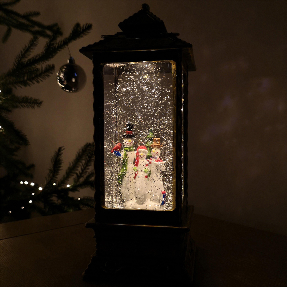 Premier Glitter Christmas Snowman Scene LED Lantern Water Spinner 27cm Image 6