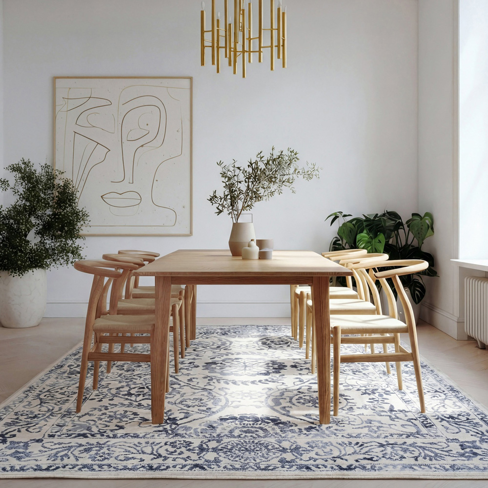 Kukoon Oscar Claudia Vintage Blue Floral Flat Medallion Rug 120 x 170cm Image 2