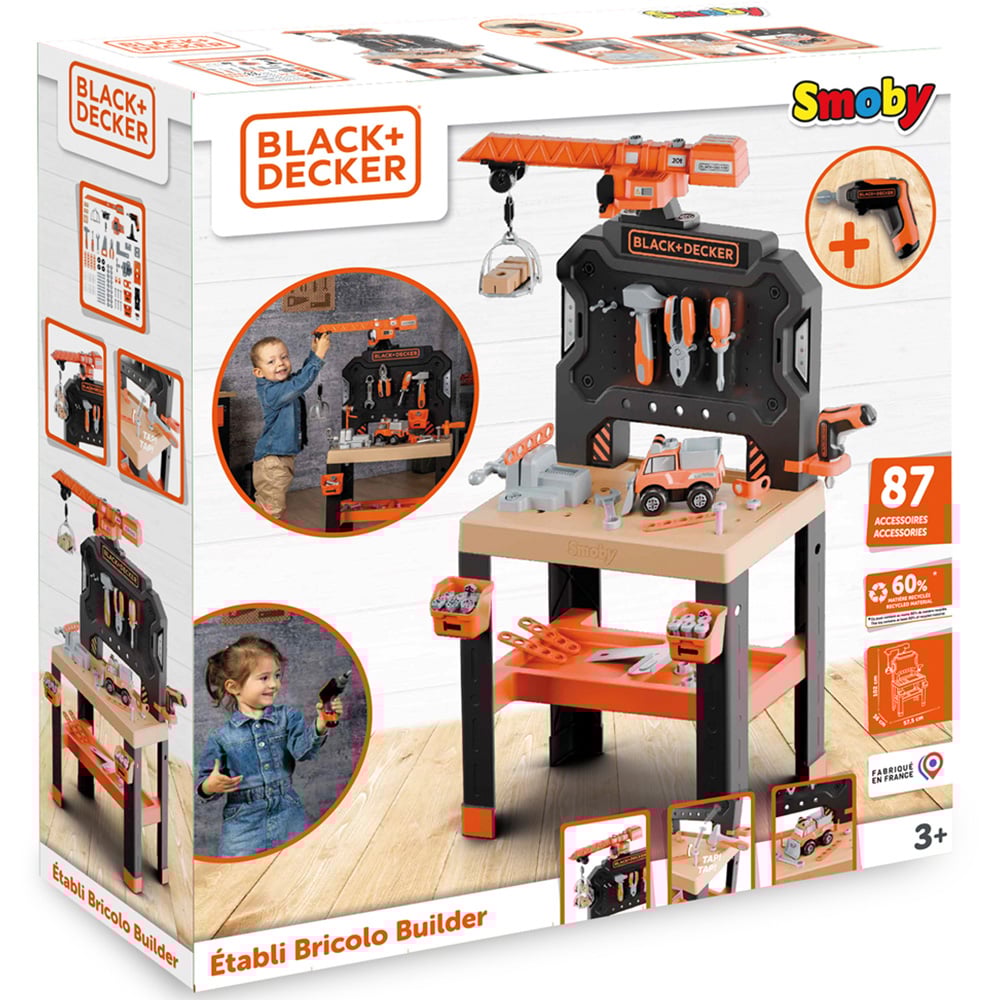 Smoby Black and Decker Bricolo Kids Workbench with Tools and Storage Image 5