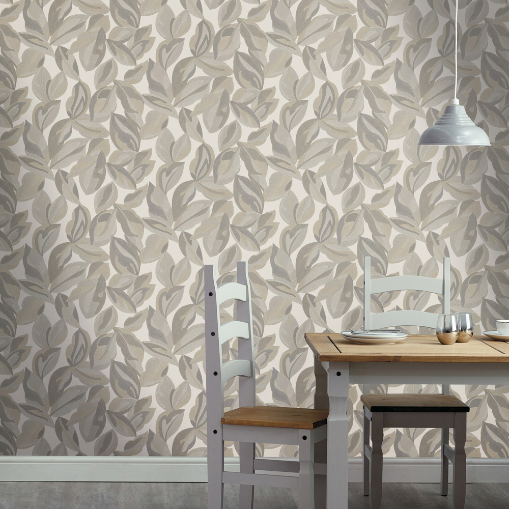 Holden Abstract Leaf Beige Wallpaper Image 3