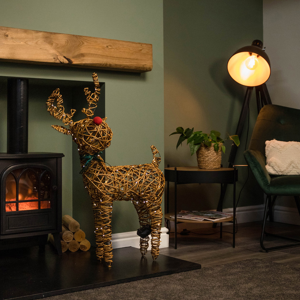 Samuel Alexander Light Up Brown Reindeer Christmas Decoration with Red Nose Image 7