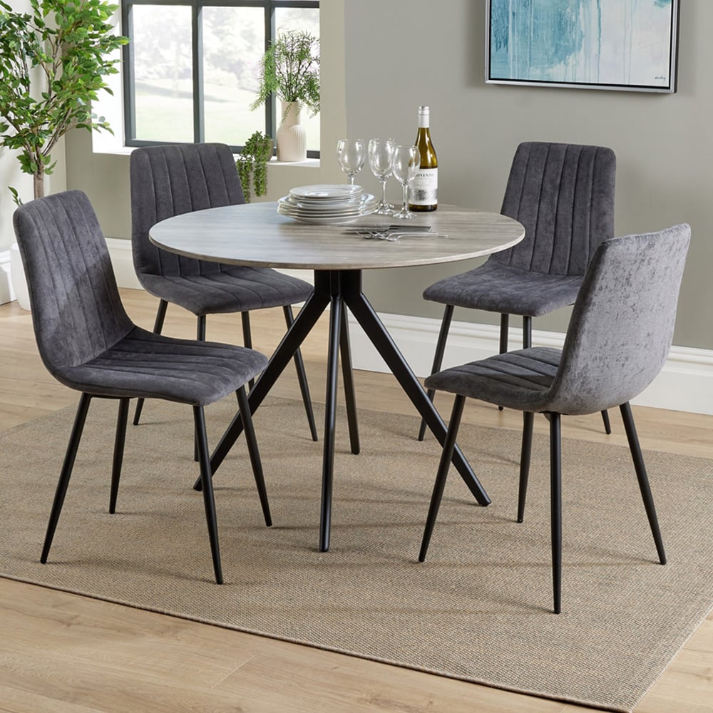Core Products Aspen 4 Seater Round Dining Set Grey Oak and Grey Image 1