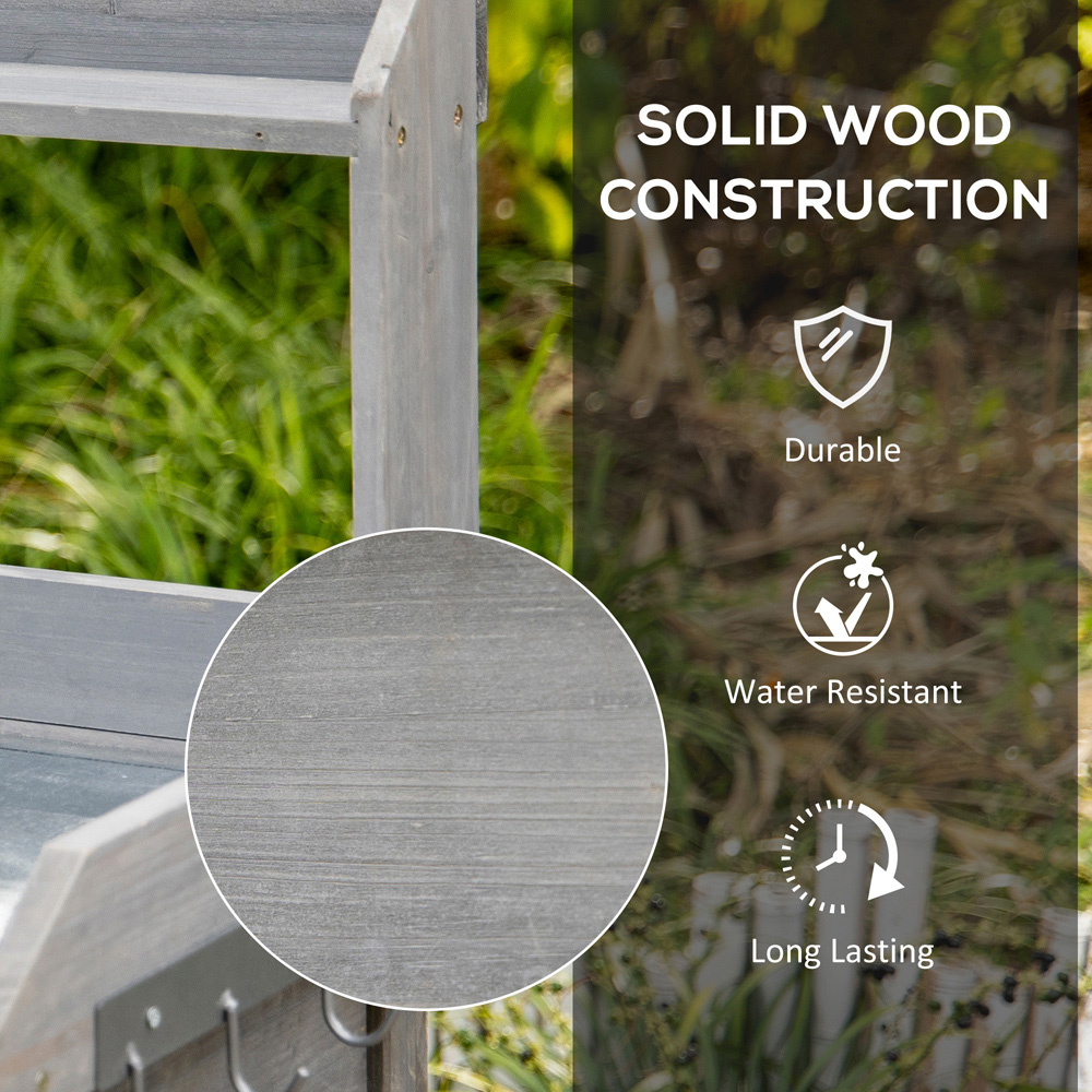 Outsunny Grey Wooden Potting Table Image 7