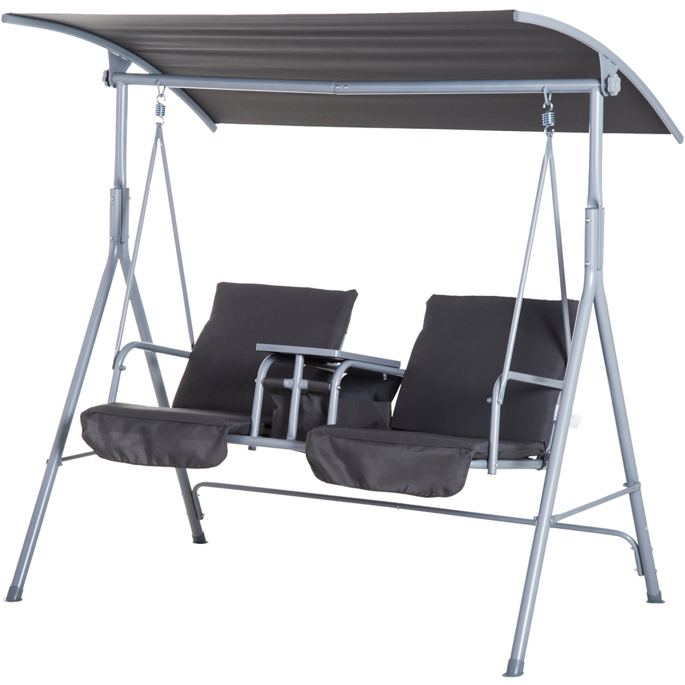 Outsunny 2 Seater Grey Steel Swing Chair Image 2