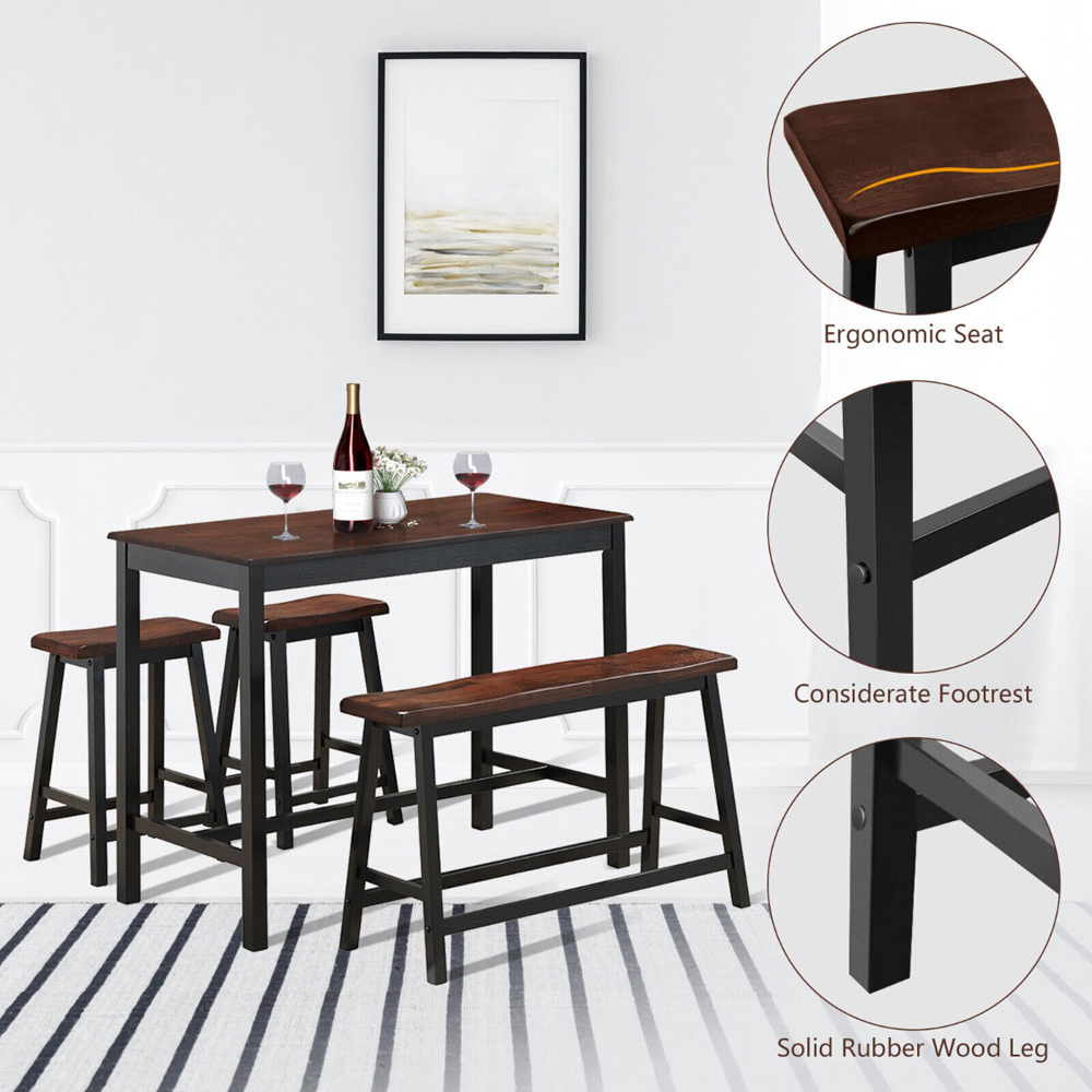 Costway 4 Seater Dining Set Coffee Image 8