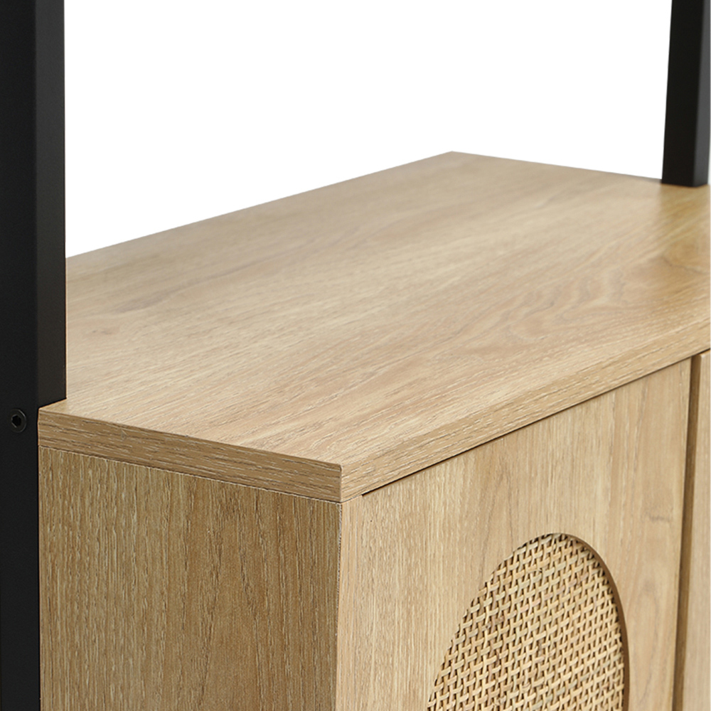 Living and Home 2 Door 4 Shelf Rattan Bookshelf Image 4