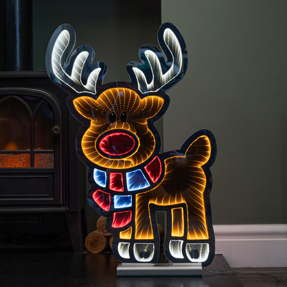 Samuel Alexander Multicoloured LED Reindeer Infinity Christmas Decoration 60cm Image 1