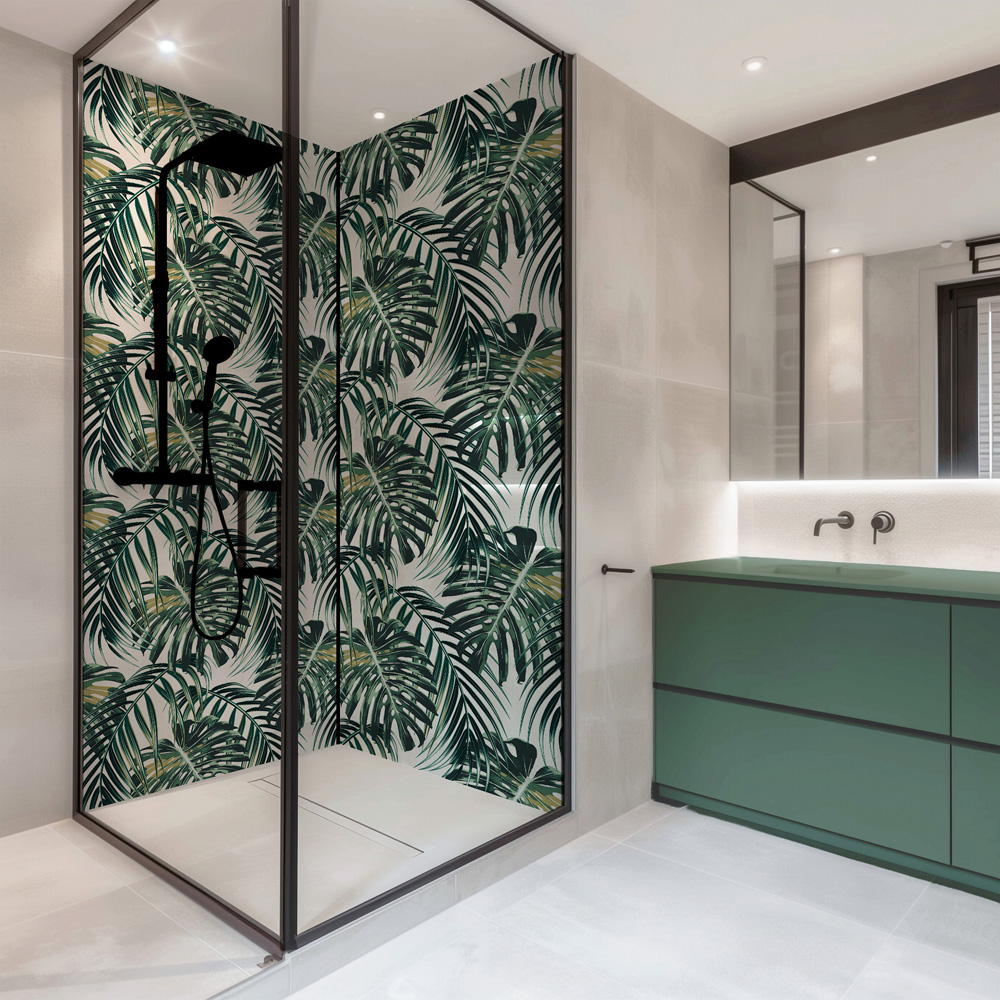 Splashbax Premium Artisan Monstera Leaves Acrylic Bathroom Wall Panel 2400 x 800mm Image 3