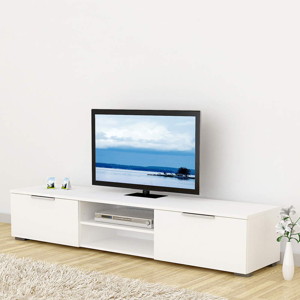 Florence Match 2 Drawers 2 Shelf White High Gloss TV Unit Image 8