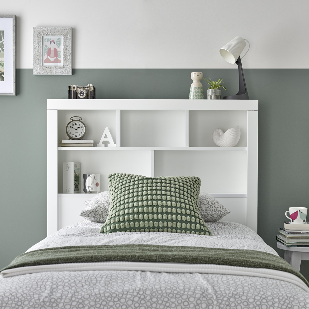 Oscar Single White Wooden Bookcase Ottoman Storage Bed Image 4