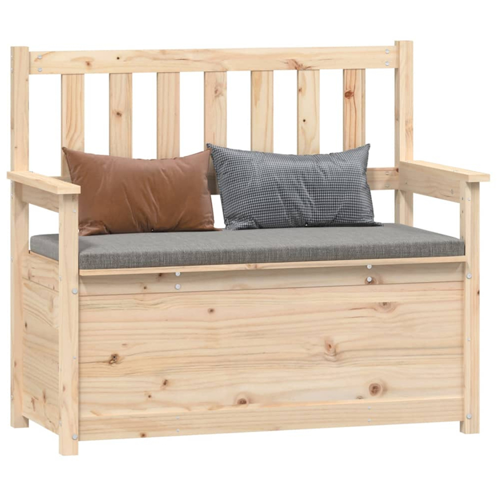 vidaXL Natural Solid Wood Pine Storage Bench 112.5 x 51.5 x 96.5cm Image 3