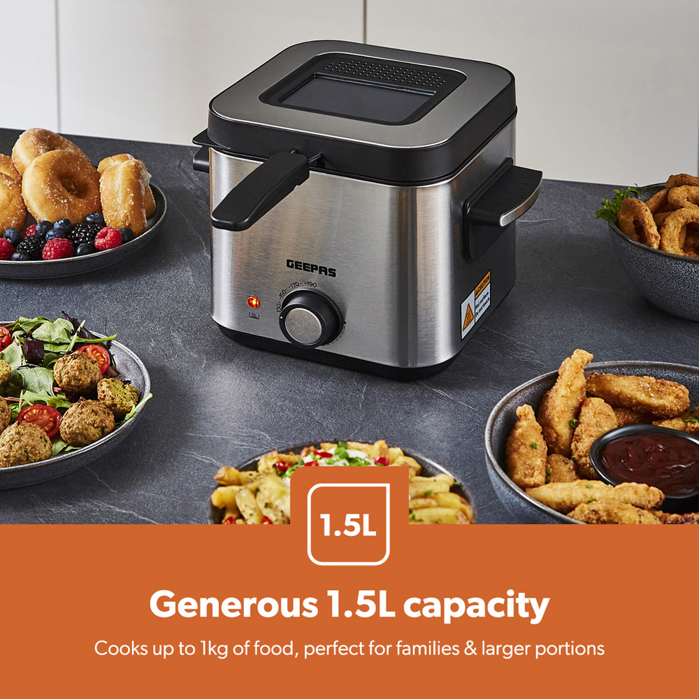 Geepas GDF36012UK Stainless Steel 1.5L Deep Fat Fryer 900W Image 3