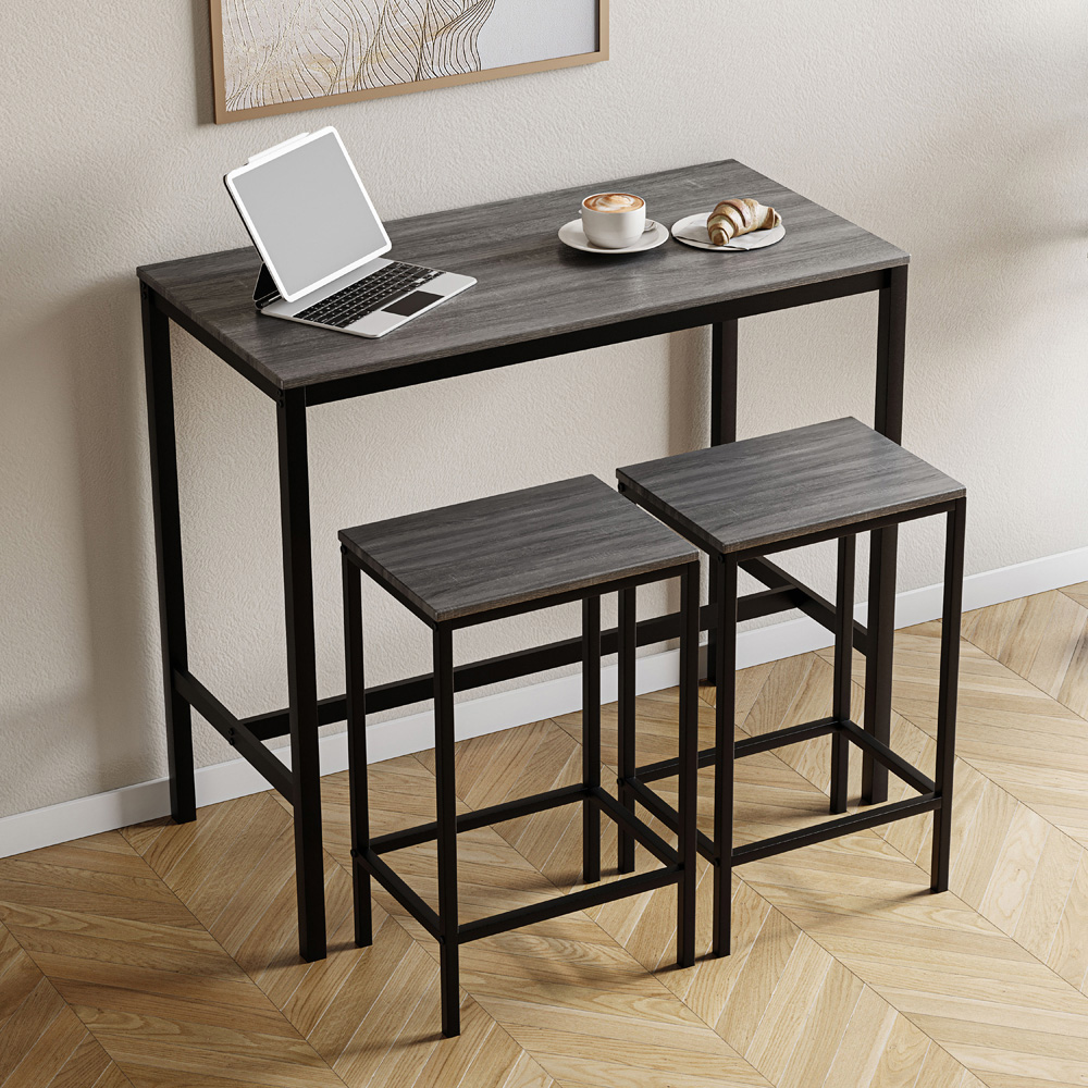 VIDA DESIGNS Roslyn 2 Seater Metal Frame Breakfast Table Set Grey Image 2