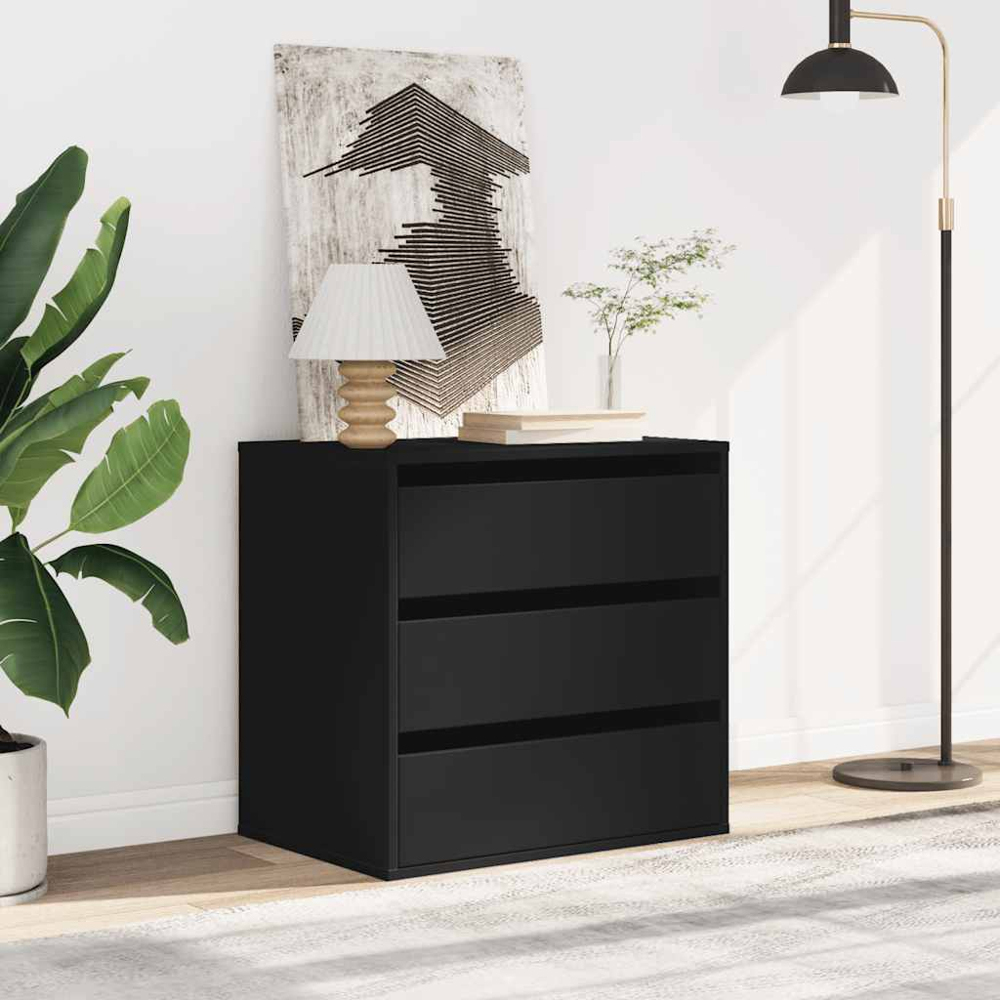 vidaXL 3 Drawer Black Wooden Chest of Drawers Image 8