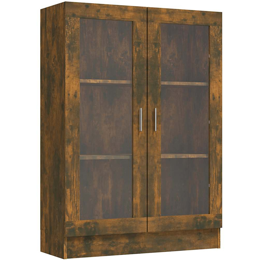 vidaXL 2 Door 3 Shelf Smoked Oak Vitrine Cabinet Image 2