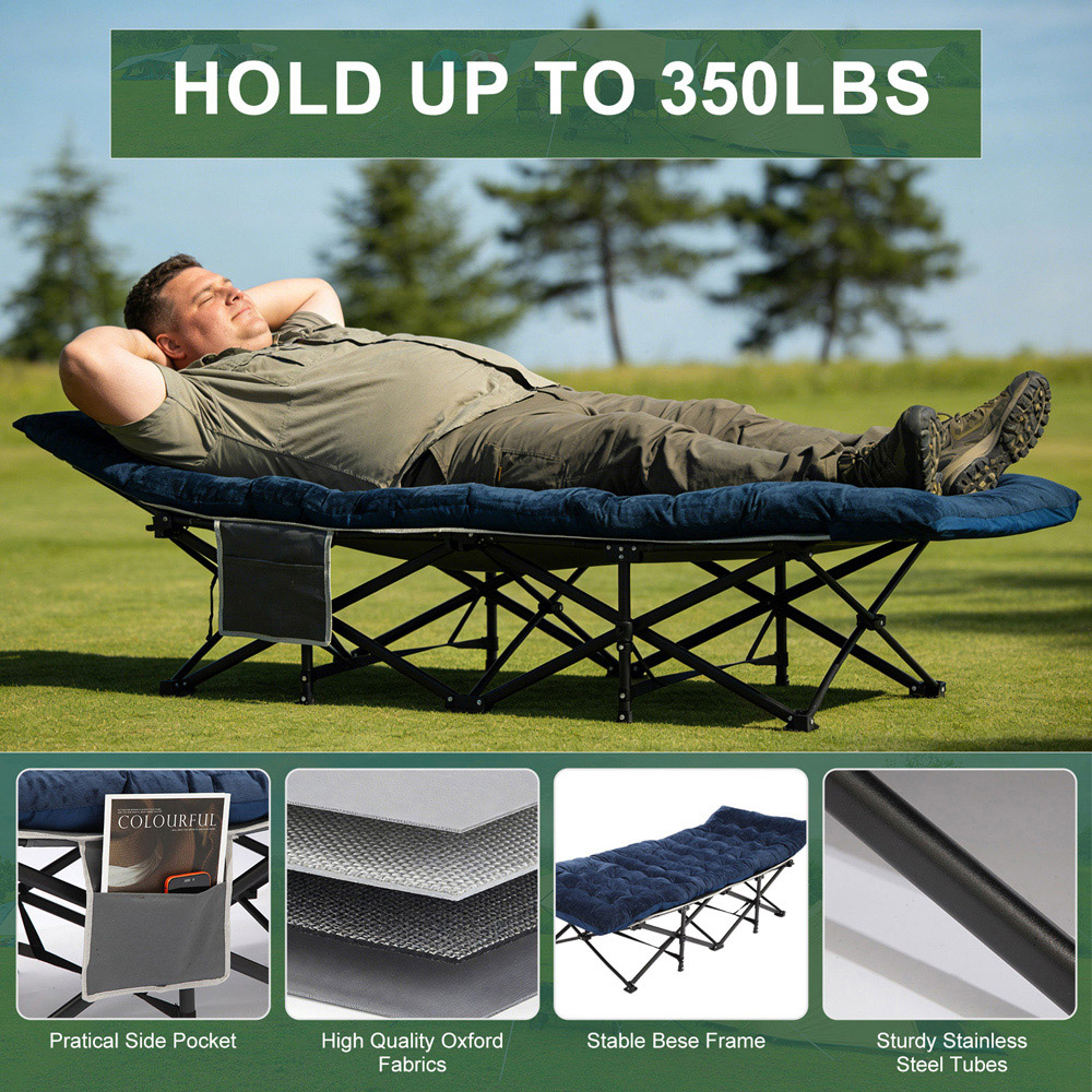 Willowmare Single Blue Portable Folding Camping Bed with Mattress Image 5