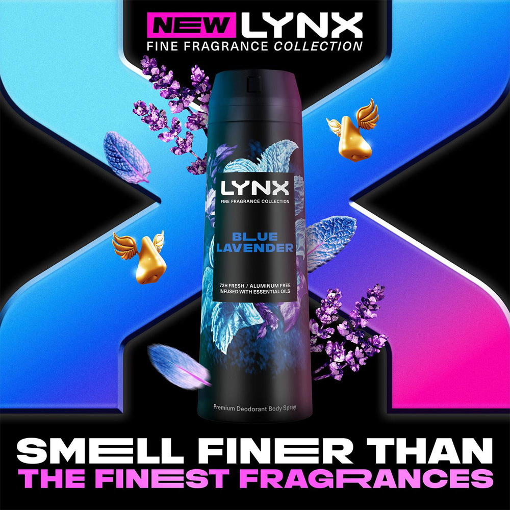 Lynx Fine Fragrance Blue Lavender Body Spray Deodorant 200ml 6 Pack Image 2