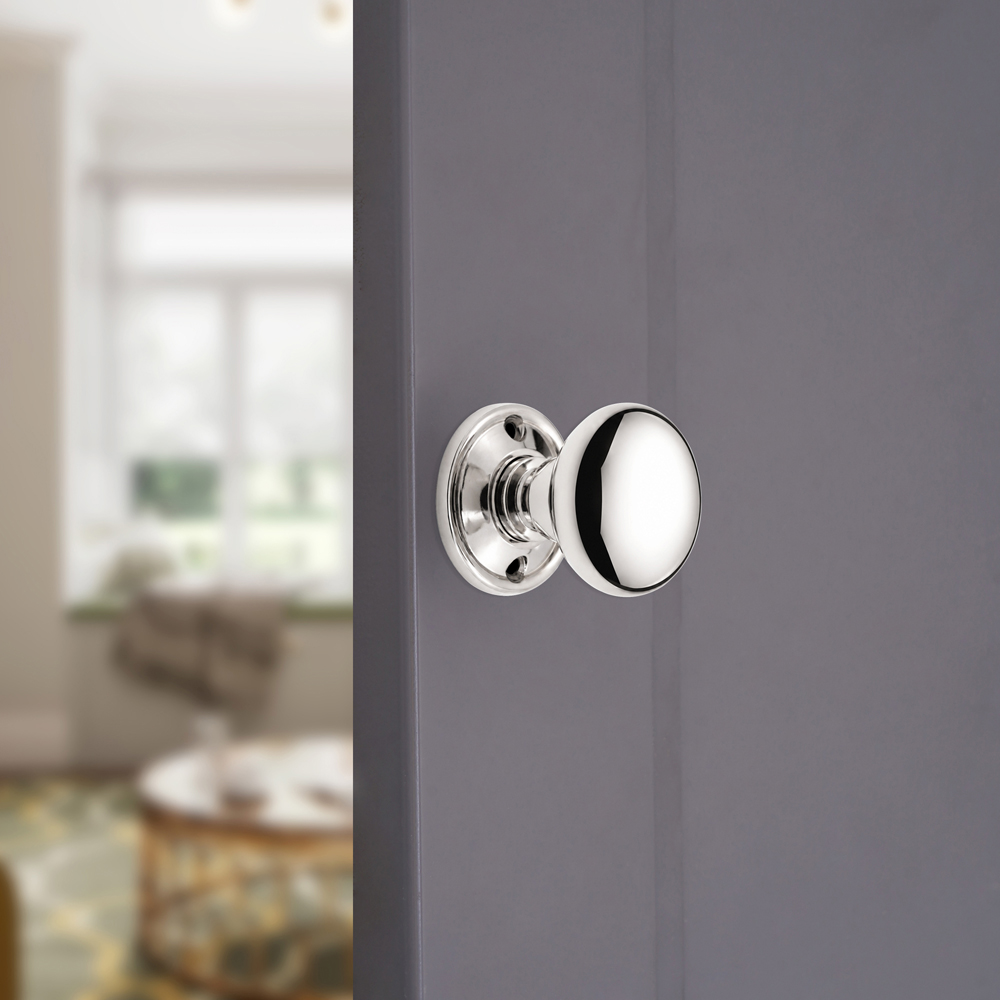 Spira Brass Polished Nickel Cottage Small 40mm Rim and Mortice Door Knob 2 Pack Image 2