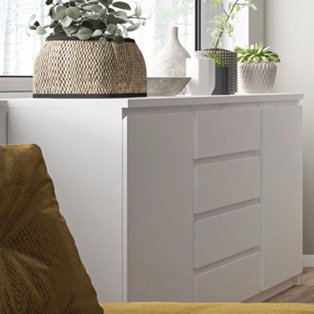 Florence Fribo 2 Door 4 Drawer White Wide Sideboard Image 1
