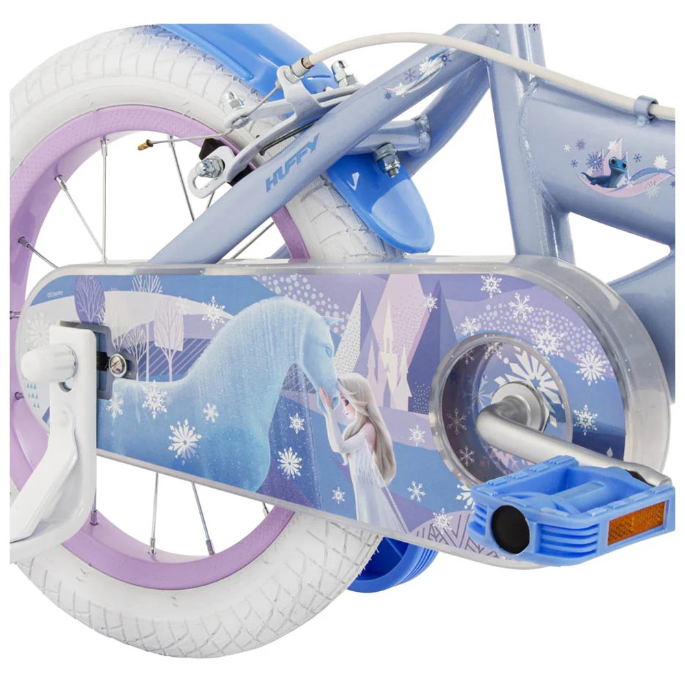 Huffy Disney Frozen Kids 14 inch Blue Bike with Stabilisers and Snowflake Bubble Maker Image 7