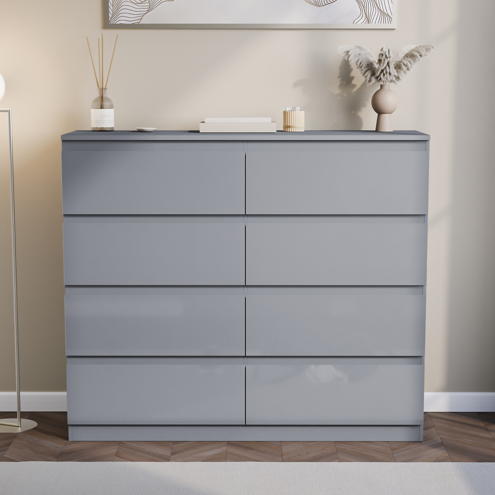 VIDA DESIGNS Glinton 8 Drawer Grey Chest of Drawers Image 3