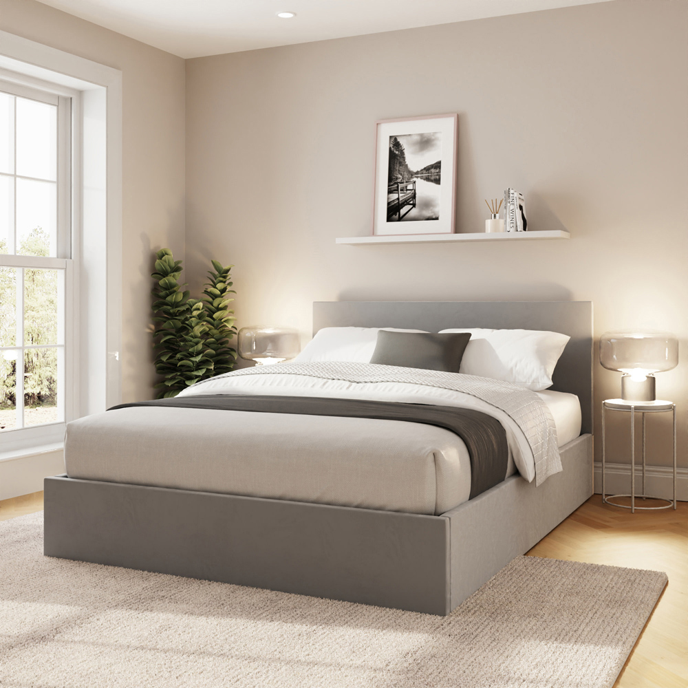 GFW King Size Charcoal Grey Velvet End Lift Ottoman Bed Image 8