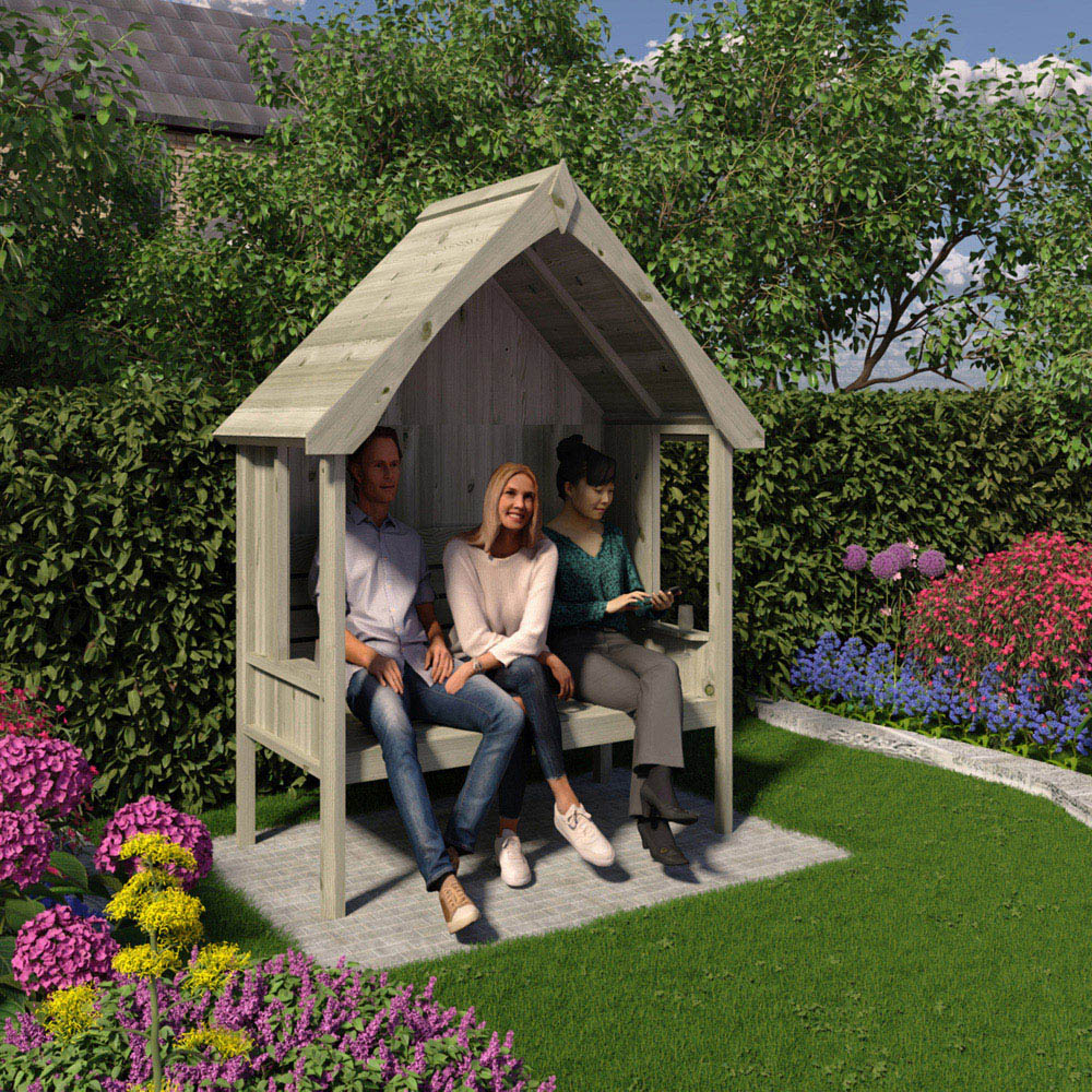 Shire Fern Nook 3 Seater 2.10 x 5.3ft Pressure Treated Pine Garden Arbour Image 6