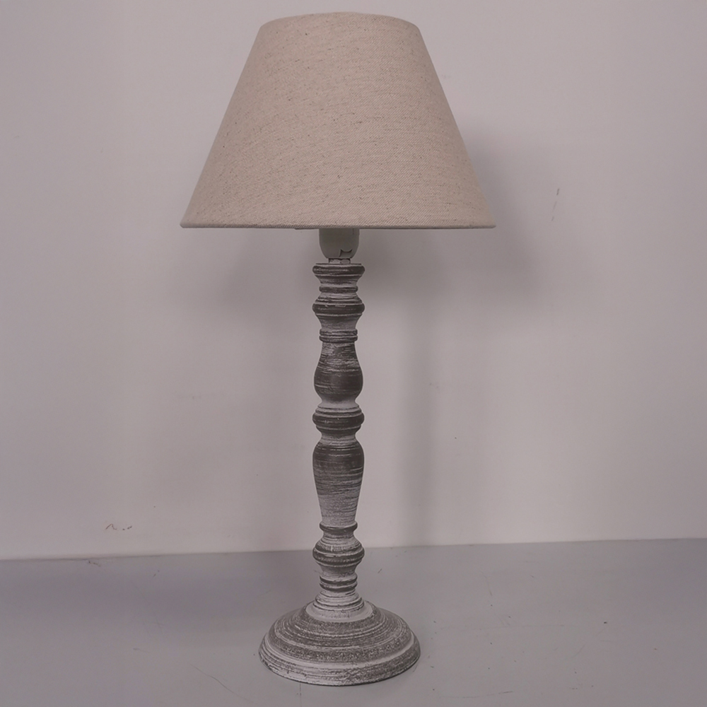 Acacia Home Cream Linen Shade Grey Table Lamp Image 3