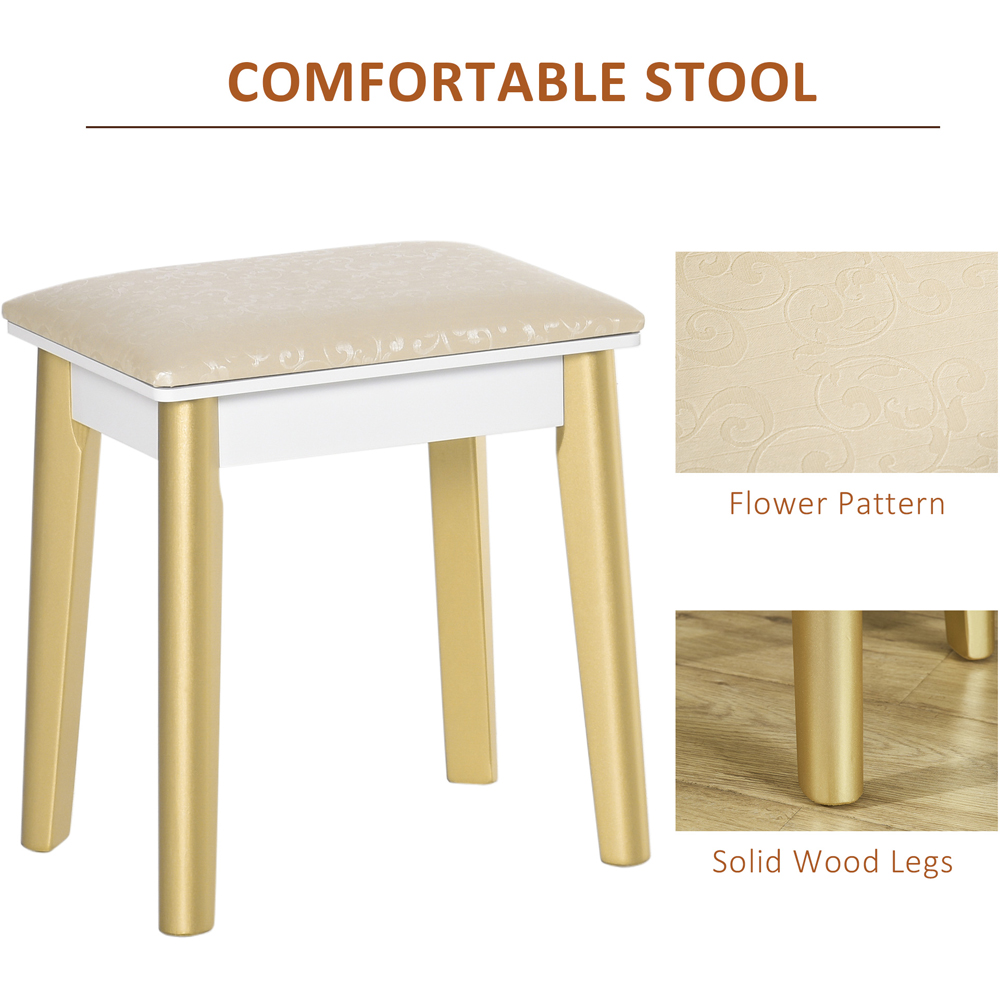 HOMCOM 4 Drawer White LED Mirror Dressing Table Set with Stool Image 7