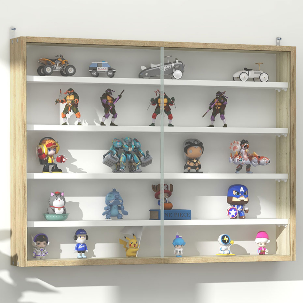 Portland 2 Door 5 Shelf Natural Wall Cabinet Image 1