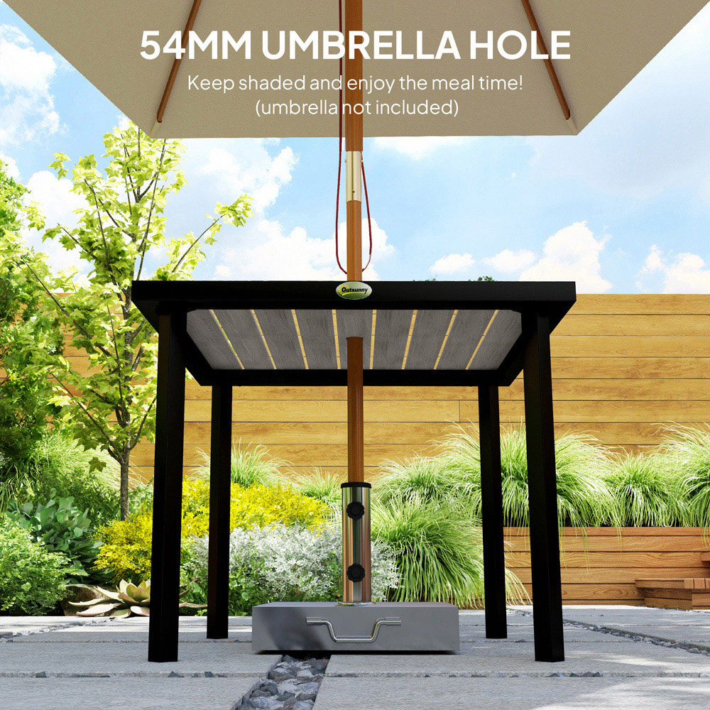 Outsunny 4 Seater Garden Table with Parasol Hole Light Grey Image 7