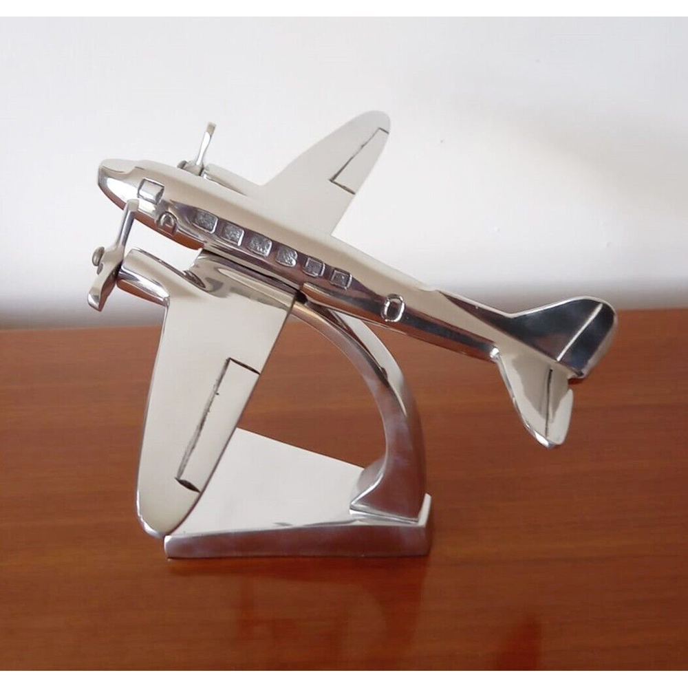 Inspirational Gifting Polished Aluminium Dakota DC10 Aeroplane Home Ornament 16cm Image 2