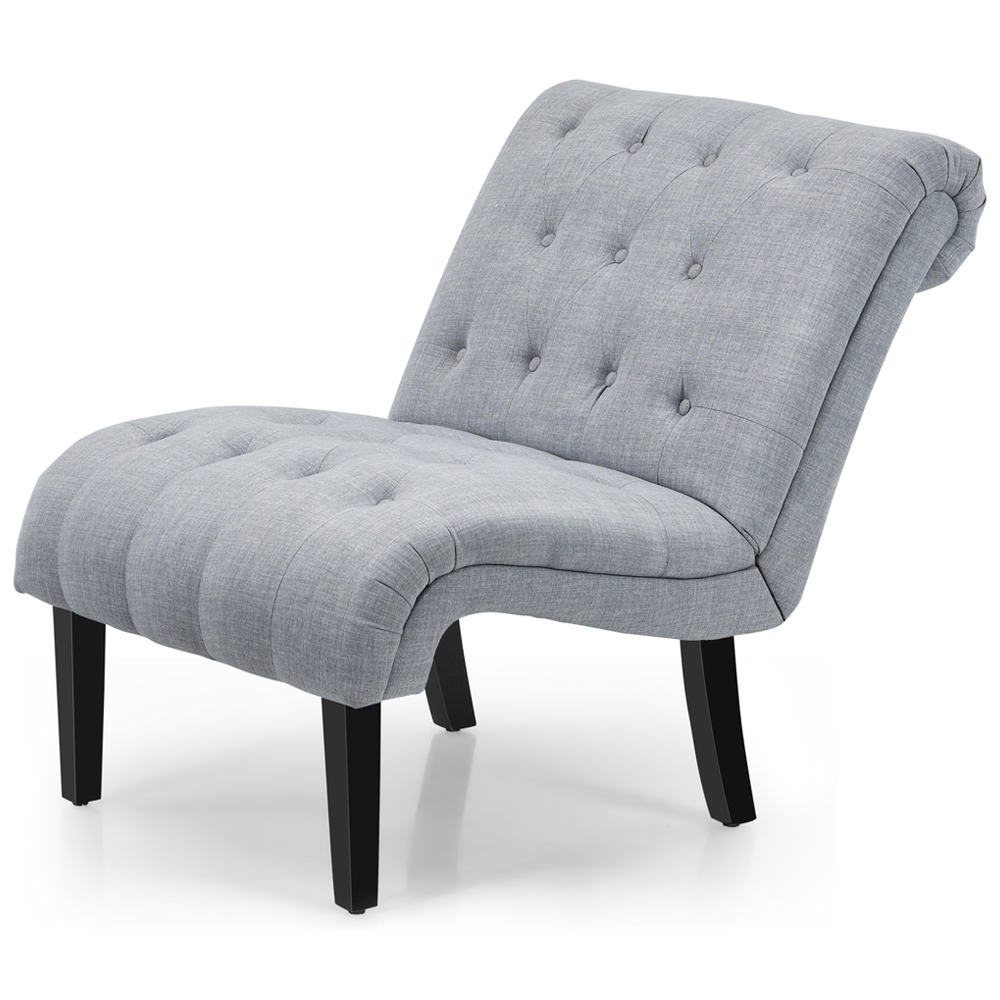 Costway Light Grey Button Tufted Linen Accent Chair Image 3