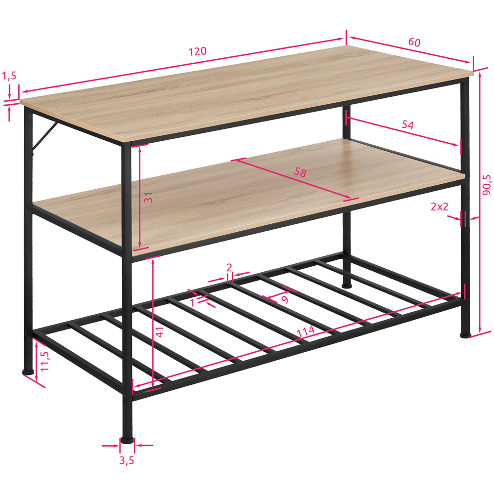 tectake Akeley 2 Shelf Oak Sonoma Shelving Unit Image 7