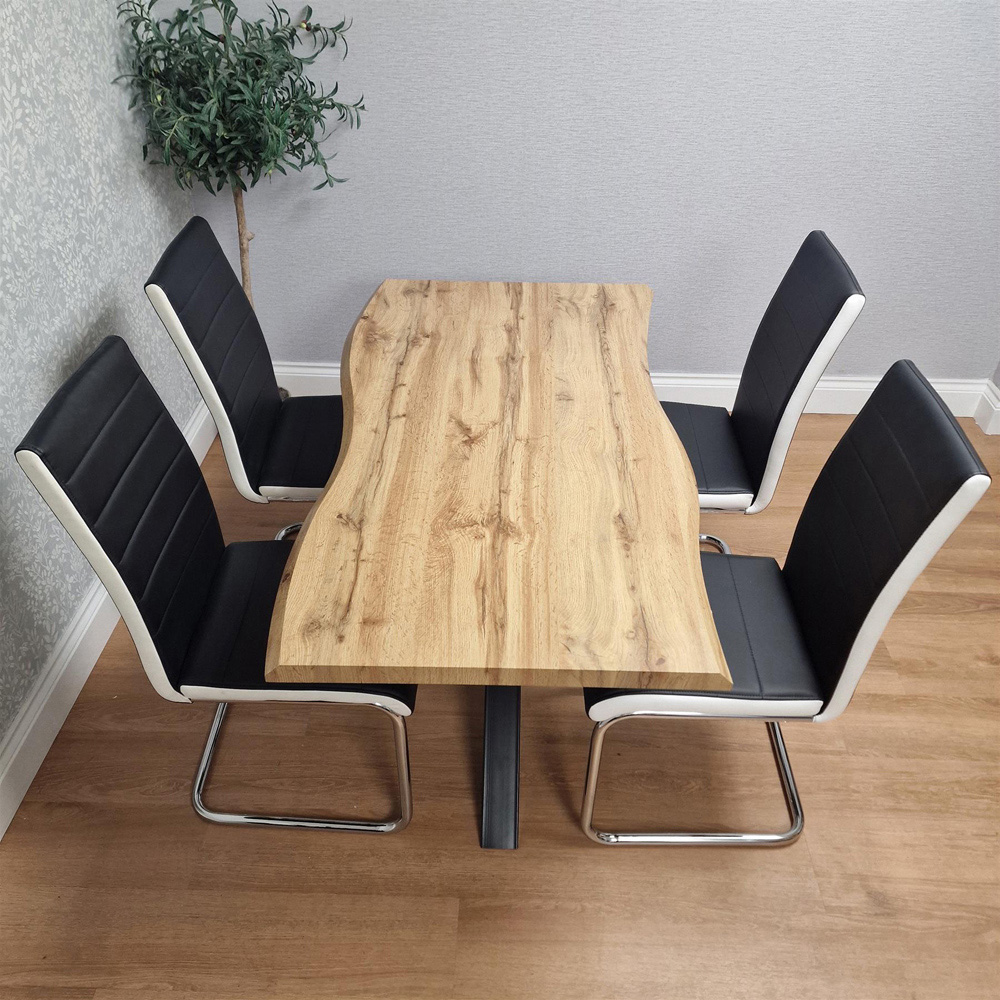 Portland 4 Seater Faux Leather Padded Dining Set Black and Chrome Image 4