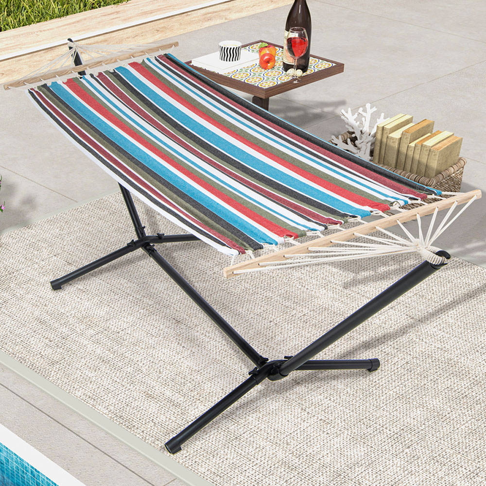Costway Multicolour Hammock with Stand and Carrying Case Image 1
