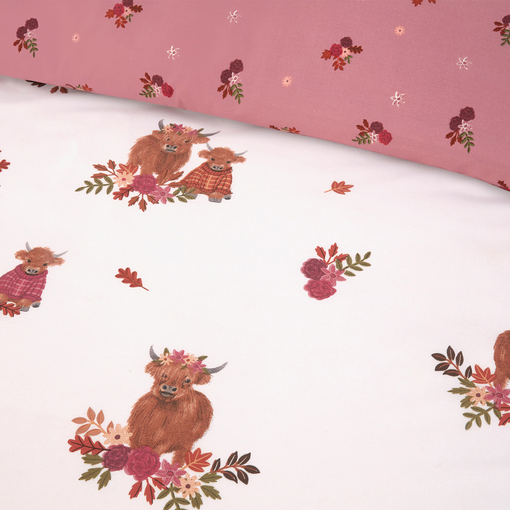 Lola Highland Cows Duvet Set Blush Superking Image 5
