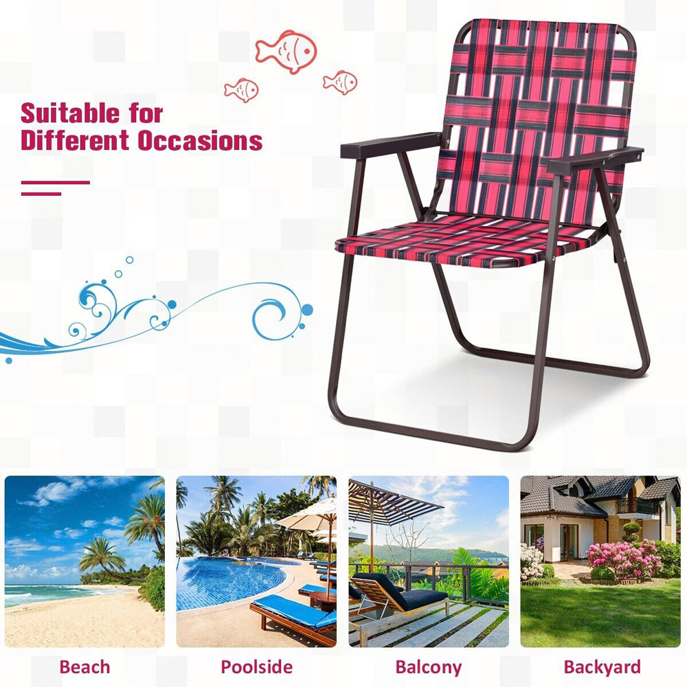 Costway Set of 6 Red Folding Beach Chair Image 7
