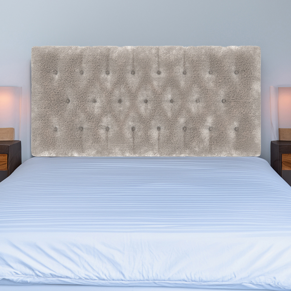 Bedmaster Lona Super King Size Silver Chenille Buttoned Headboard Image 1